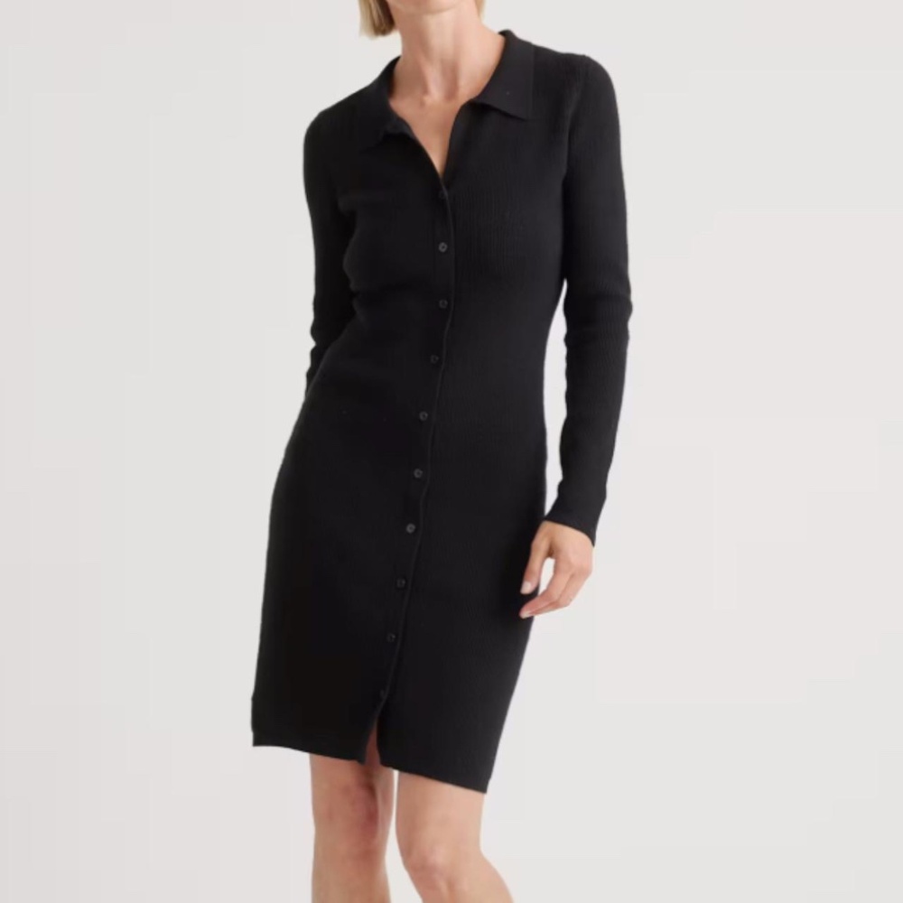Black Button Up Sweater Dress